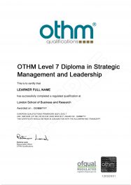 LSBR, UK - Sample Level 7 Diploma in Strategic Management and Leadership